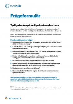 Frågeformulär MS hos barn Frågeformulär MS hos barn